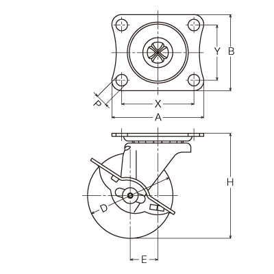 Bánh Ethos 266NBZ050P70 (Xoay Có Khóa)